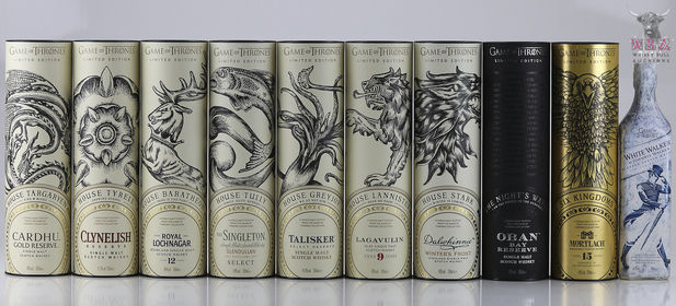 Game Of Thrones Limited Edition Complete Series 70cl x 9 and Johnnie Walker White Walker Game of Thrones Limited Edition 70cl