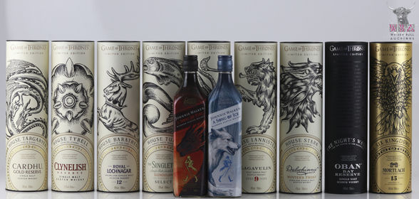 Game Of Thrones Limited Edition Complete Series 70cl x 9 & Johnnie Walker Game Of Thrones A Song Of Fire & A Song Of Ice 70cl.