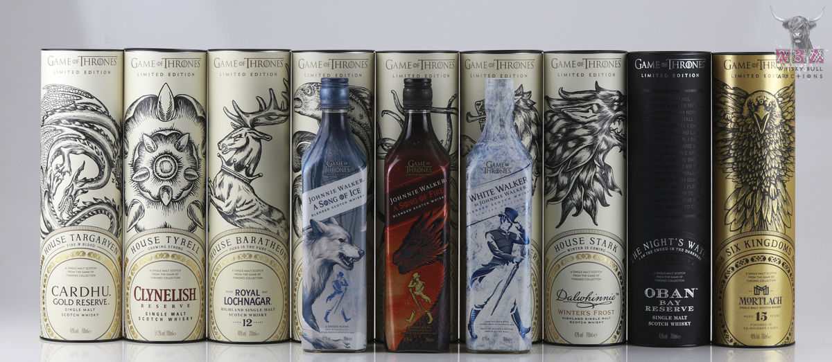 hebben Er is een trend Doen Game Of Thrones Limited Edition Complete Series 70cl x 9 & Johnnie Walker  Game Of Thrones A Song Of Fire, A Song Of Ice & White Walker 70cl x 3.  Auction | Whisky Bull